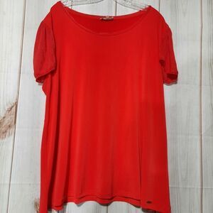 Calvin Klein Shirt Ladies 3x Red Short‎ Sleeve Light Weight Flowy